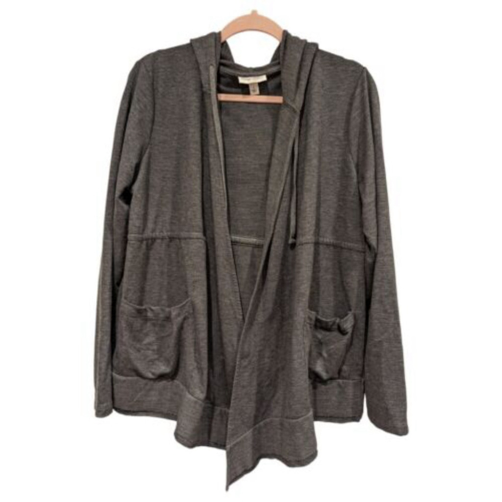 Liz Lange Cardigan Womens Lrg Grey Maternity Long Sleeve Drawstring Waist